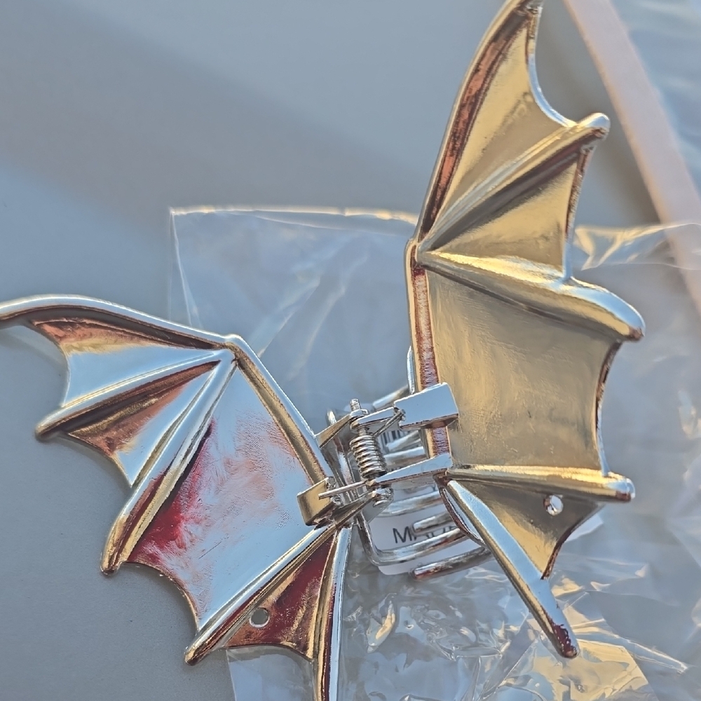 Silver Bat Wing Hair Clip
